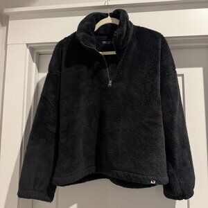 Abercrombie & Fitch Black Sherpa Fleece Quarter-Zip Pullover Jacket Women Large